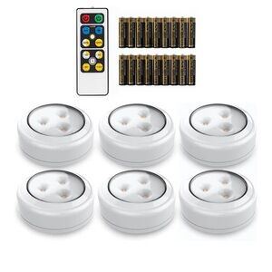 LED Puck Lights 6 pk with Remote Battery Operated